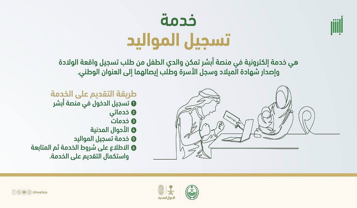 طريقة التبليغ بالولادة للمواطن واستخراج شهادة الميلاد بطريقة إلكترونية